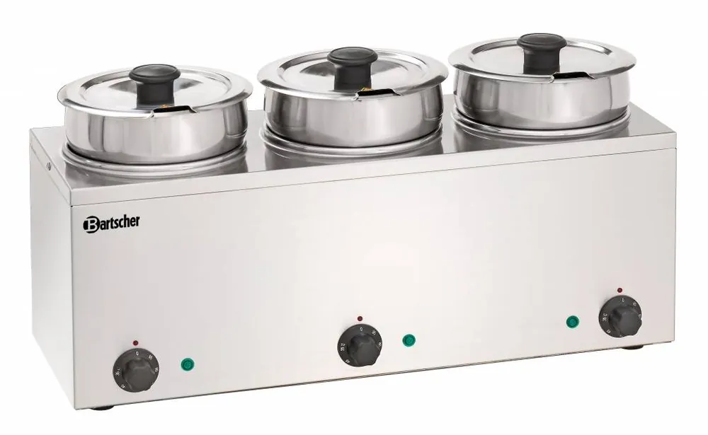 Hotpot Bain-Marie - 3x3,5 Liter - RVS - 0,45kW - 610x210x(H)320mm Gecertificeerd