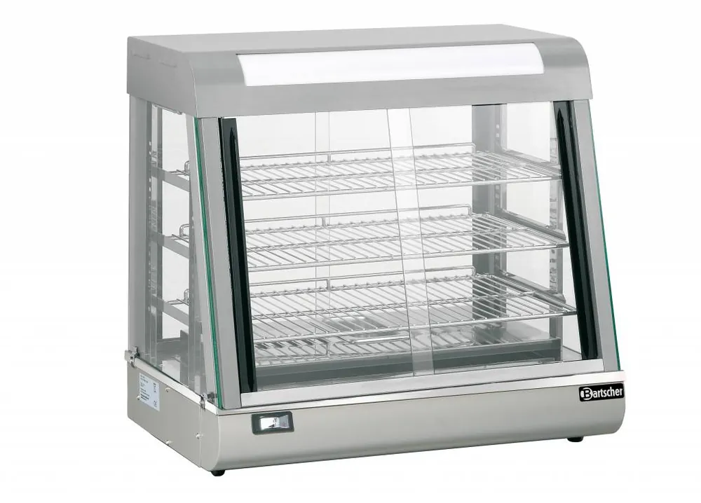 Op = Op Warmhoudvitrine RVS - 3 Roosters - Voor-en Achterzijde Schuifruiten - 110L - 660x437x(h)655mm