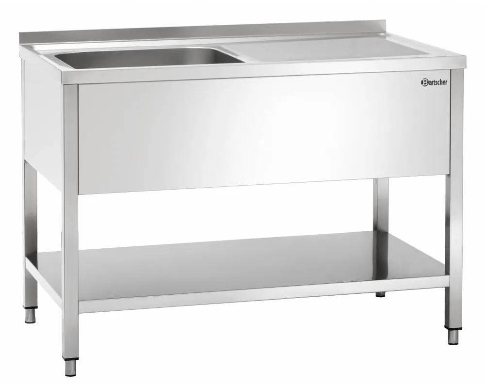 Koop Vandaag Spoeltafel - 1 Spoelbak - 1200x700x850-900(h) - Afdruipvlak Links - ZEER LUXE Scotch-Brite Gepolijst
