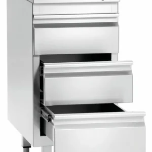RVS ladekast met opstaande rand 3 lades 400x700x(h)850mm Exclusieve Aanbieding