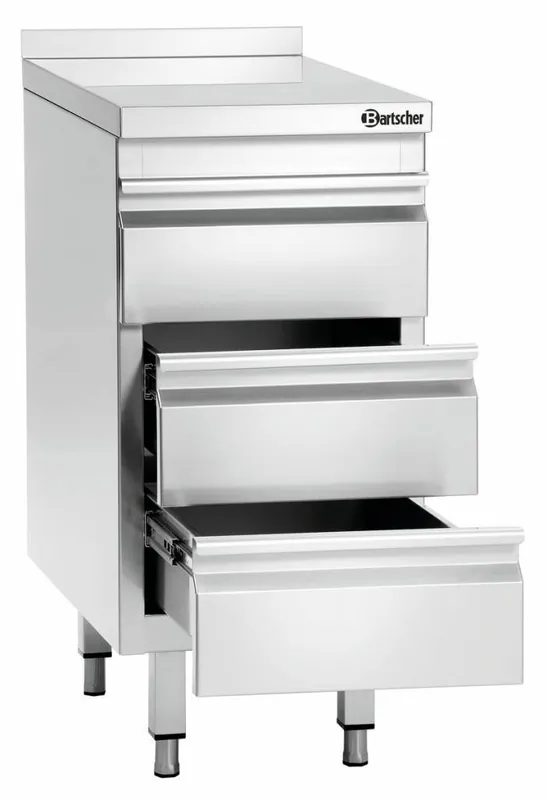 RVS ladekast met opstaande rand 3 lades 400x700x(h)850mm Exclusieve Aanbieding