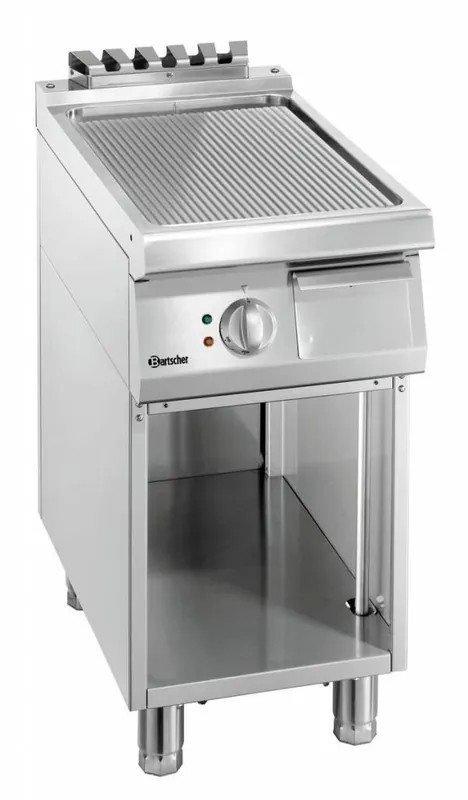 Elektrische bakplaat 700 serie - Onderbouw open - gegroefd - 400x700x(h)850-900mm Nieuw