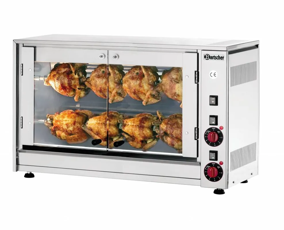 Elektrische Kippengrill - 2 Spitten - 880x430x(h)530mm - 3.5KW - 8 Kippen Aanbieding