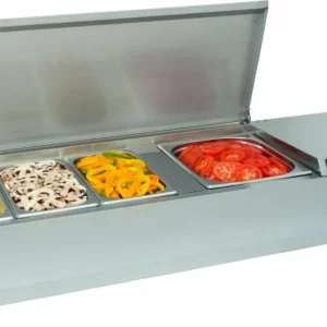 Speciale Aanbieding Opzetkoelvitrine - 4x GN1/3 - RVS Deksel - 1200x395x280(h)mm