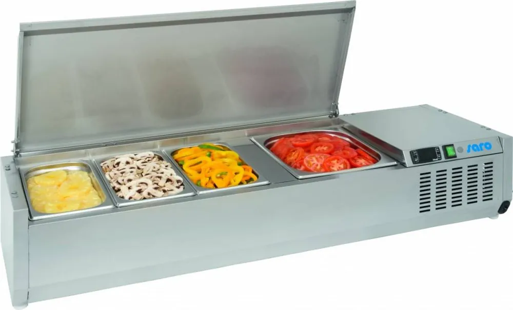 Speciale Aanbieding Opzetkoelvitrine - 4x GN1/3 - RVS Deksel - 1200x395x280(h)mm