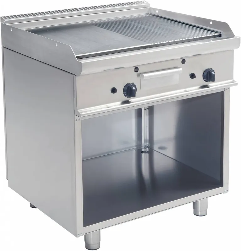Betaalbaar Bakplaat Glad/Geribd Gas Open Onderstel Casta - 80x70x85cm - 12KW
