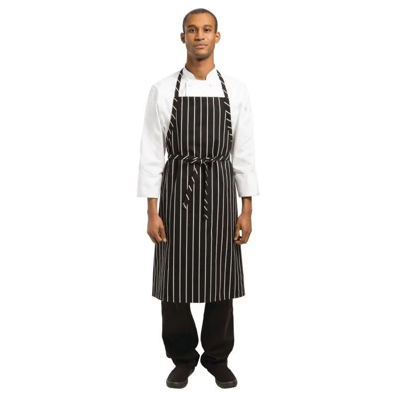 Geweven Schort - Chef Works - Zwart/Wit Gestreept - 990(l)x940(b)mm Premium