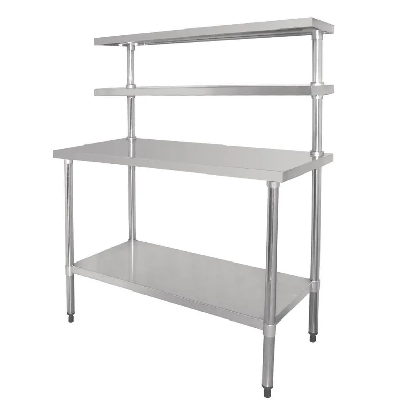 RVS Werktafel met 2 Hoge Schappen 1200(b)x600(d)x1500(h)mm Beste Prijs