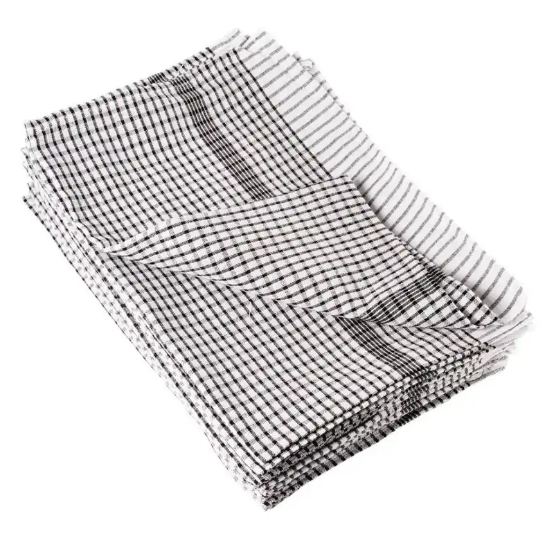Bestseller 10x Theedoeken 95% Katoen en Geblokt Prijs per 10 stuks 76,2x50,8 cm groen