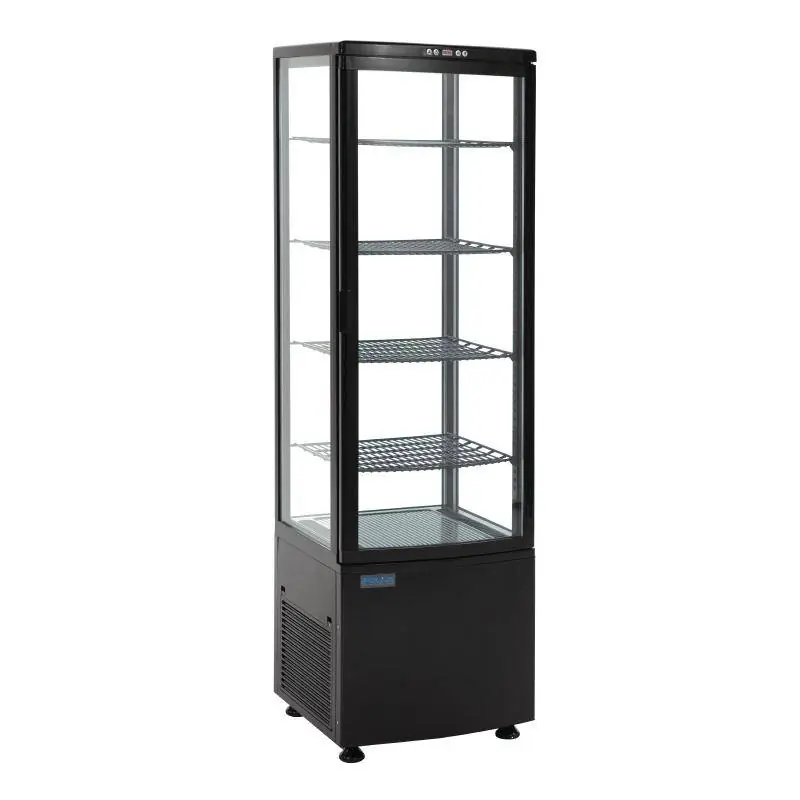 Beste Prijs Koelvitrine - Zwart- 235 liter - Gebogen Glas - Deur aan voorkant - 52x49x(h)172cm