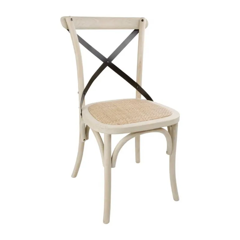 Actieprijs Stoel hout met gerkuiste rugleuning - 46x54x88(H)cm - Per 2 Stuks