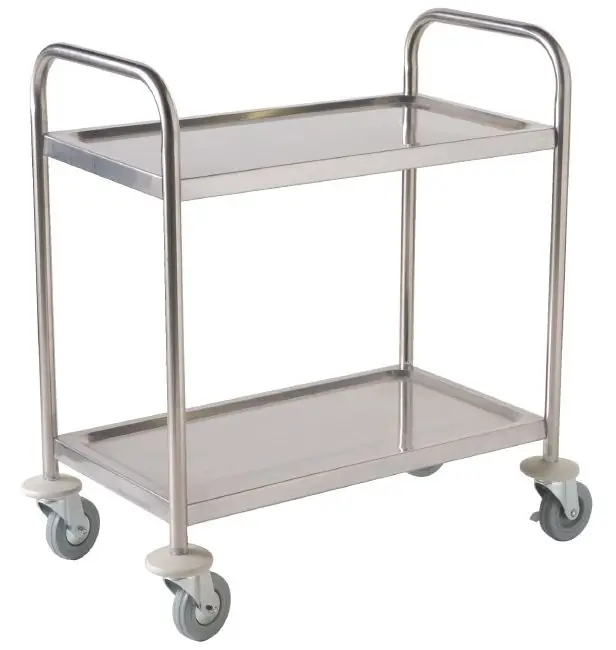 Serveerwagen RVS op Geruisloze Wielen - 2 Bladen - 710x405x810(h)mm - 125 kg Draagvermogen Beste Prijs