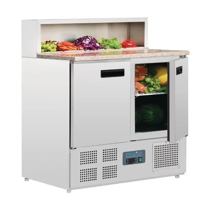 Rechtstreeks Van De Fabrikant Pizzawerkbank - RVS - 2 deurs - 90x70x(h)110cm - Met 5x 1/6 GN