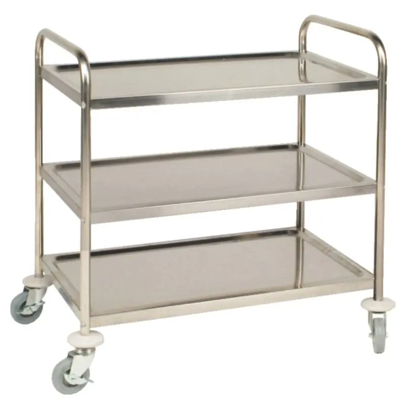 Betrouwbaar RVS serveerwagen 3 niveaus - Vogue - 810x455x(h)855mm