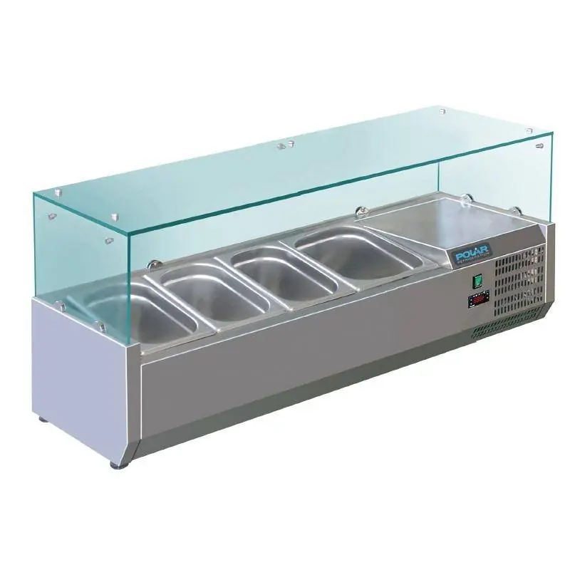 Opzetkoelvitrine RVS - 5x 1/3GN - 1200(b)x380(l)x435(h)mm Shop Nu