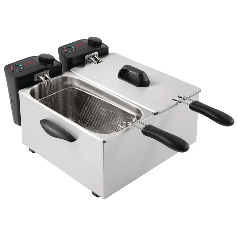 Direct Verzonden Friteuse Tafelmodel Basic - 2x3,5 Liter - 2x2 KW - 415x429x(H)240mm
