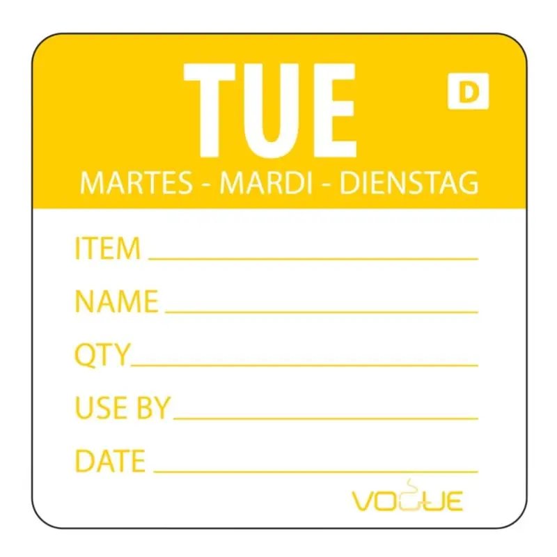 Must-Have Kleurcode Sticker Dinsdag - Oplosbaar - Rol 250 stuks