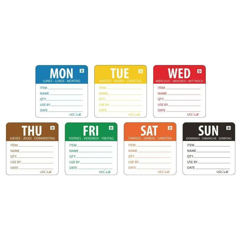 Week Kleurcode Stickers - 7 Rollen x 250 Stickers Flitsaanbieding