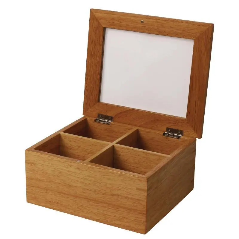 Mini Theedoos + Deksel - Heveahout - 160x200x90(h)mm Korting