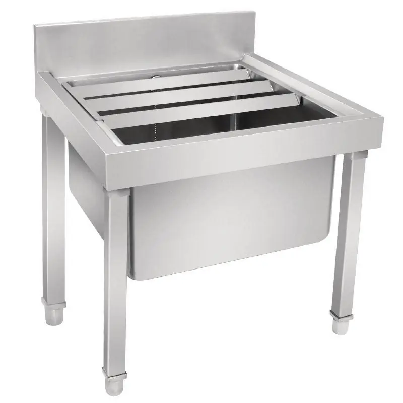 Premium RVS Mop Spoelbak - Verstelbare Poten - Incl. Achteropstand 550mm - 500x500x450/550(h)mm