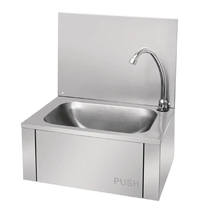 Betaalbaar Wasbak met Kniebediening RVS - Incl. Spatplaat 495mm - 330(d)x440(b)x185(h)mm