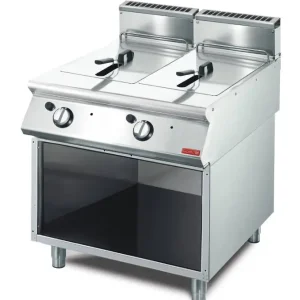 Friteuse - Gas - RVS - 2x13 Liter - 15kW - Met Onderstel - 80x70x(h)85cm Lage Kosten