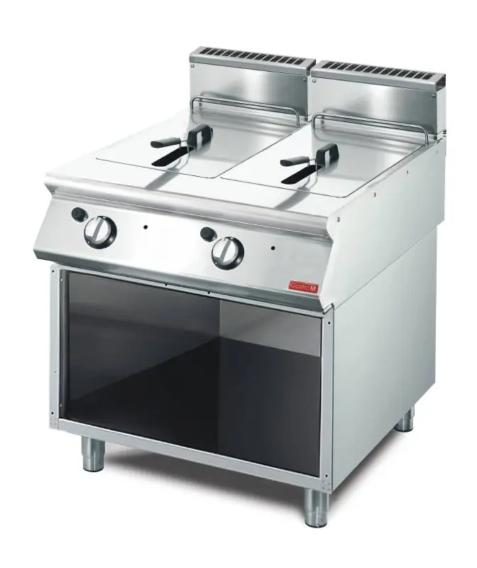 Friteuse - Gas - RVS - 2x13 Liter - 15kW - Met Onderstel - 80x70x(h)85cm Lage Kosten