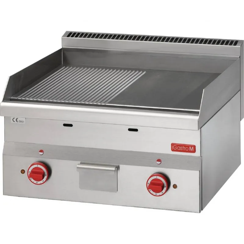 Actieprijs Bakplaat - Elektrisch - 1/2 glad 1/2 geribbeld - 6kW - 60x60x(H)28cm