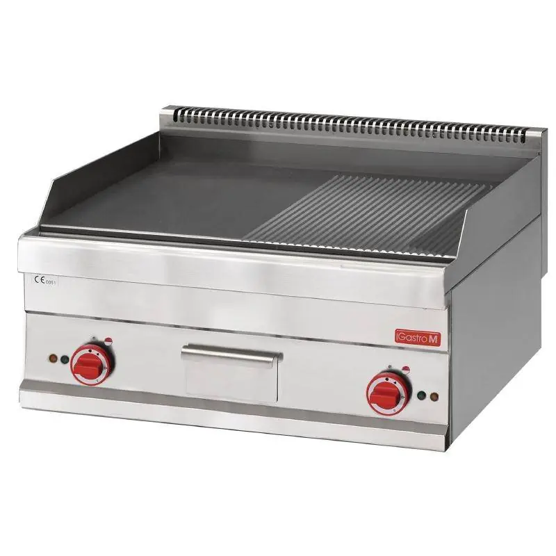 Merkproduct Bakplaat Elektrisch - RVS - 1/2 Glad 1/2 Geribd - 650x700x280(h)mm