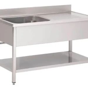 RVS Spoeltafel 1200(b)x700(d)x850(h)mm Spoelbak Links Met Schap En Spatrand Koop Online