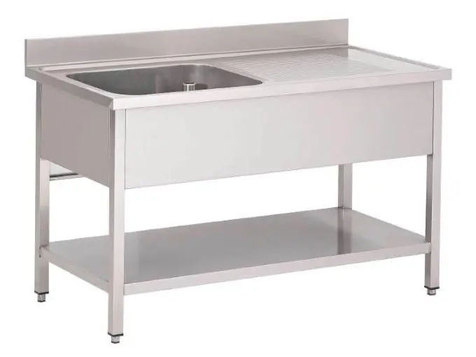 RVS Spoeltafel 1200(b)x700(d)x850(h)mm Spoelbak Links Met Schap En Spatrand Koop Online