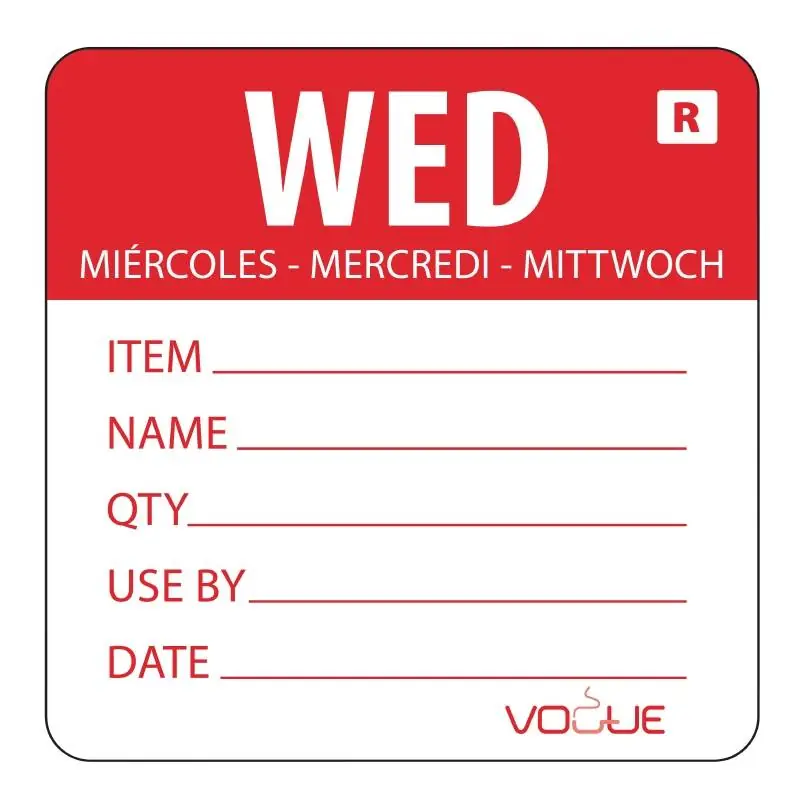 Kleurcode-Sticker Woensdag - Rood - per 500 Populair