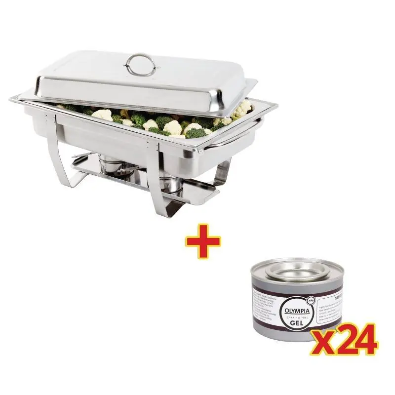 Chafing Dish GN 1/1 - Incl. 24 Blikken Brandpasta Tijdelijk Beschikbaar