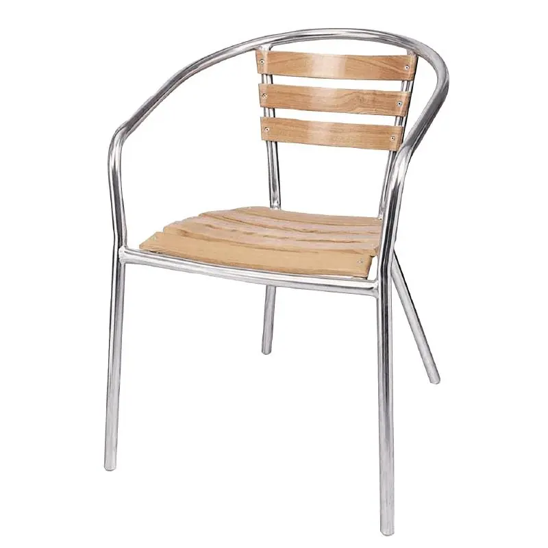 Stapelbare stoel - Alumunium - Zitting Essenhout - 4 Stuks Merkproduct