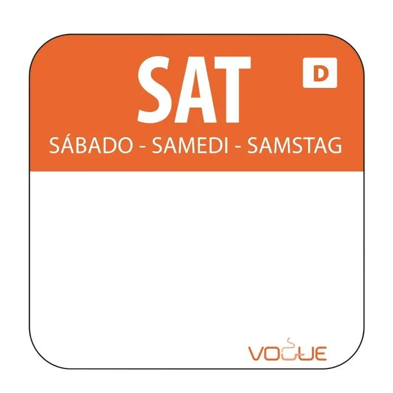 Tijdelijk Beschikbaar Oplosbare voedselstickers - Zaterdag - Rol 1000