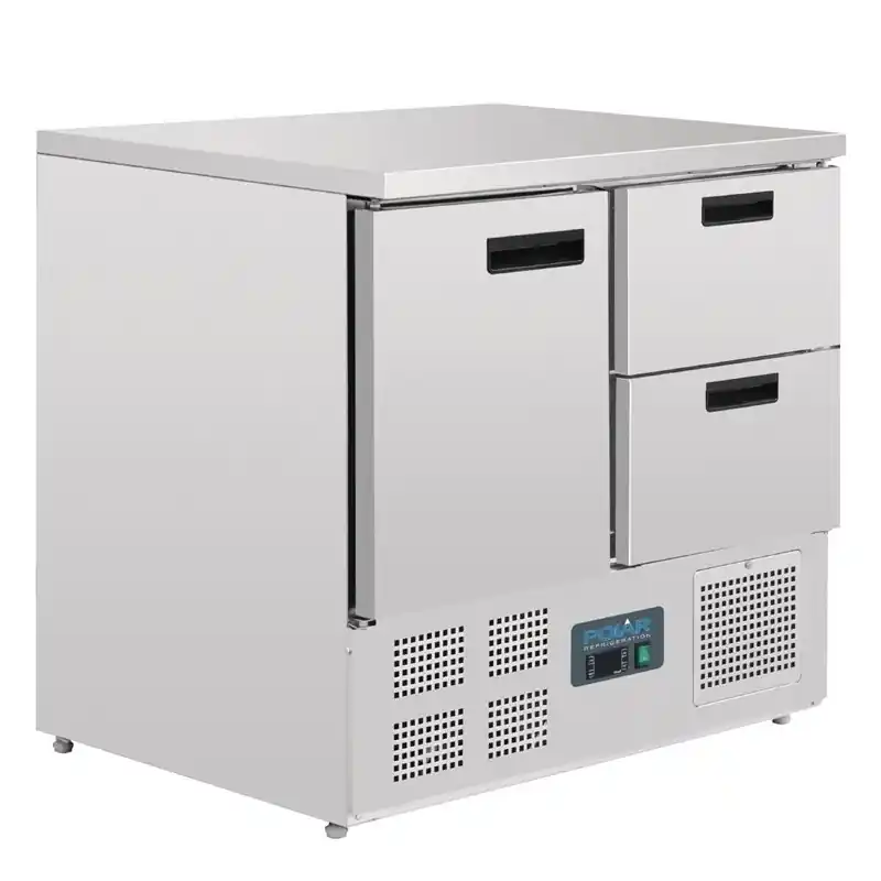 Koelwerkbank - RVS - 1 deur+2 laden - 90x70x85(h)cm Korting