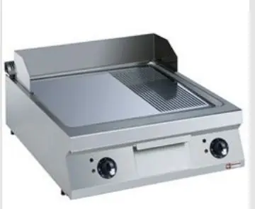 Bakplaat Elektrisch RVS - 2/3 Glad en 1/3 Geribd - Verchroomde Plaat - 400V/15kW - 800x900x250/320(h)mm Dagaanbieding