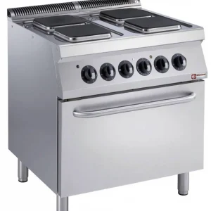 Laatste Versie Elektrisch Fornuis - 4 Vierkante Platen - 400V - 2,6kW - Elektrische Oven - 800x700x(h)850/920mm