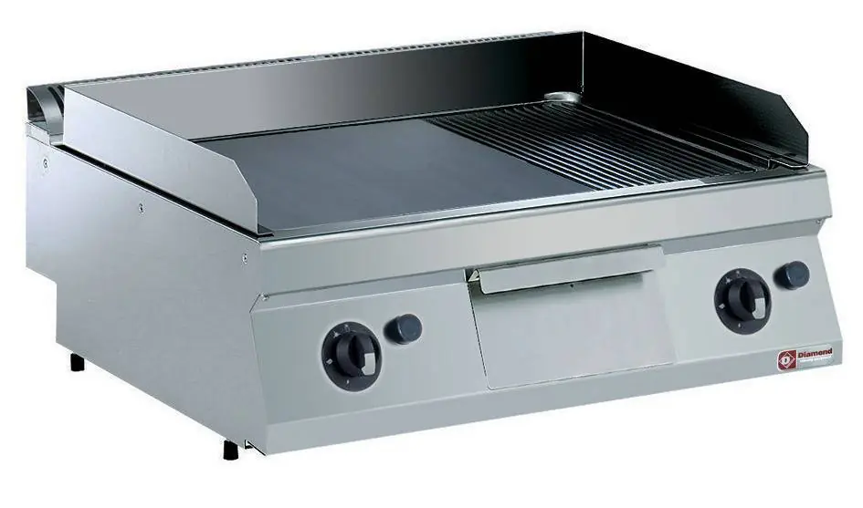 Kookplaat op gas, 2/3 vlak, 1/3 geribt -TOP- - 800x700x(h)250/320mm Goedkoop