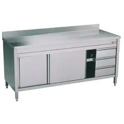 Werkkast 2 schuifdeuren opstaande rand 3 lades 700x(h)900mm Finale Uitverkoop