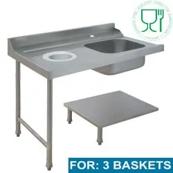 Op = Op Spoeltafel Kuip Links + Afvalopening - 1600x715x850/1000(h)mm