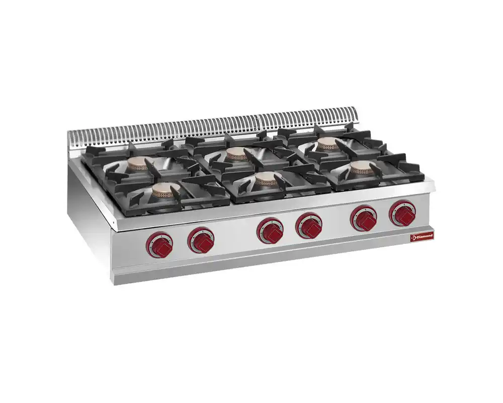 Gasfornuis 6 branders -Top- - 1100x700x(h)250/320mm Beste Prijs