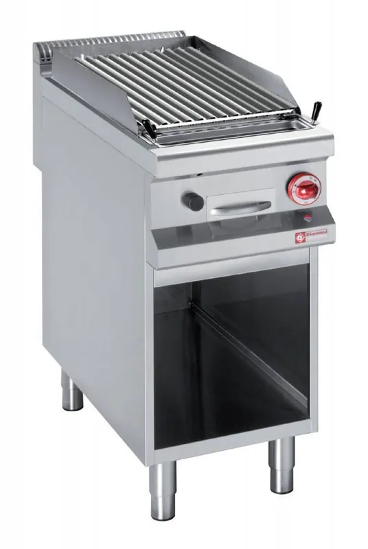 Gaslavasteengrill, 1/2 module , 2-zijdig gietijzeren rooster, open kast - 400x900x(h)850/920mm Actieprijs
