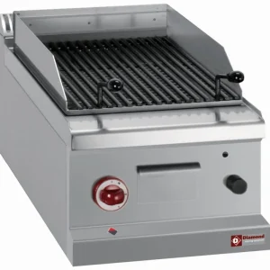 Gecertificeerd Lavasteengrill, module 1/2, rooster in gietijzer "dubbelzijdig"-Top- - 400x700x(h)250/320mm