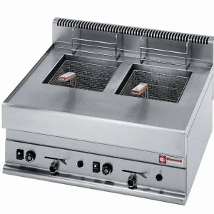 Gasfriteuse met 2 kuipen van 8 liter -Top- - 700x650x(h)280/380mm Koopje