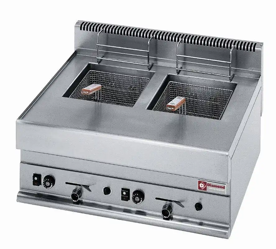 Gasfriteuse met 2 kuipen van 8 liter -Top- - 700x650x(h)280/380mm Koopje