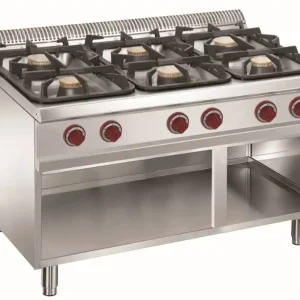 Gasfornuis - 6 Branders -3x 7 kW + 3x 11 kW - Open Kast - 1200x900x(h)850/920mm Superprijs