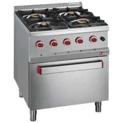 Alleen Vandaag Gasfornuis 4 gasbranders, elektrische oven GN 2/1 - 700x700x(h)850/920mm