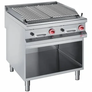 Finale Uitverkoop Gas Lavasteengrill - 22 Kw - Open Onderbouw GN2/1 - Rooster 2 Zijden - 800x900x850/920(h)mm