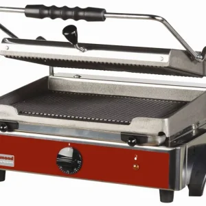 Elektrische panini grill MEDIUM, geribde platen - 435x430x(h)240mm Shop Nu